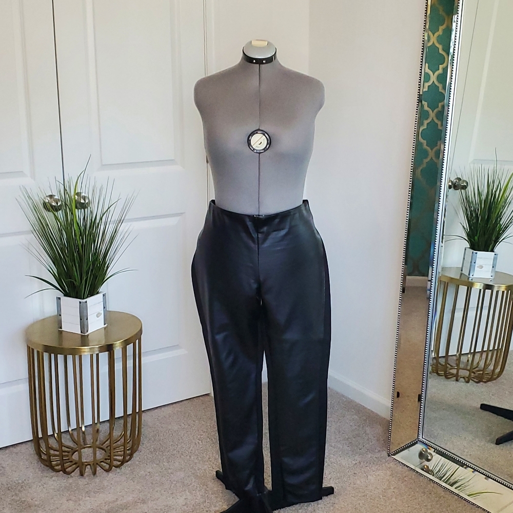 Lauren Ralph Lauren Women's Faux Leather Leggings, Black (Size 16)